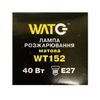 Лампа накаливания WT152 E27, 40W, теплый свет 2700К, с винтовым ES 27мм цоколем, матовая, шар