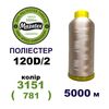 Нитки для машинной вышивки 100% полиэстер, 120D/2, 5000м, 3151 (781), BN16